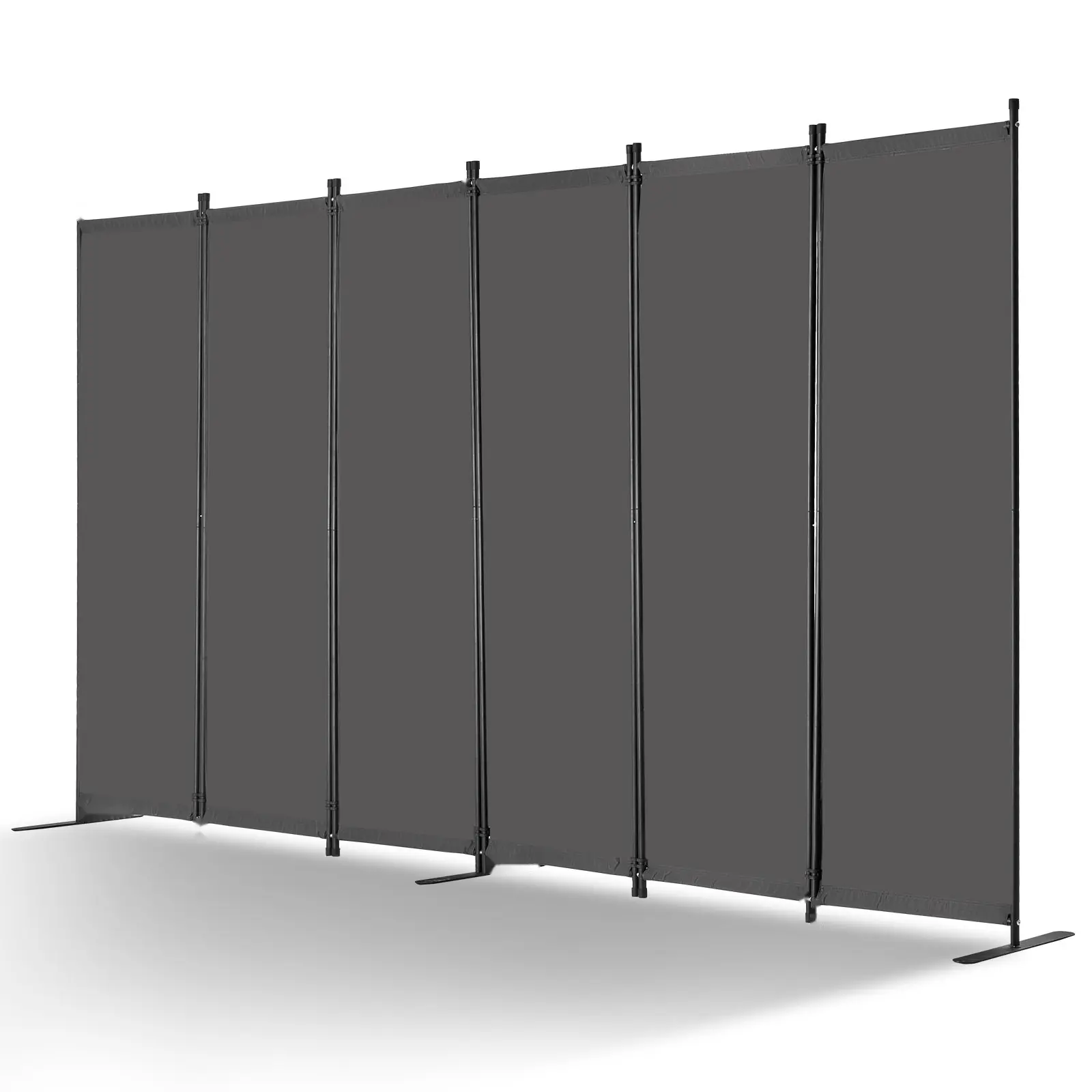 Room Divider, 6-Panel Folding Privacy Screen, Portable Partition for Room Separation, Freestanding Partition for Home Office, Living Room, Bedroom, Studio, Grey Finish Great For Open Spaces In Homes Or Offices.