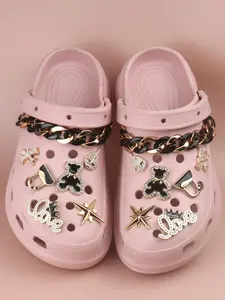 Cute Bear & Chain & Letter Design Shoe Charms, Fashionable Novelty Shoes Decorations for Clogs, Croc Charms, Shoes Diy Accessories for Women & Girls