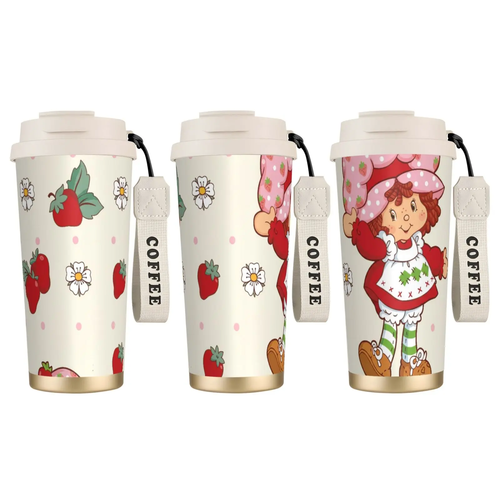 1pc Kawaii Strawberry Girl Stainless Steel Vacuum Insulated Tumbler - 18oz/500-1,000ml, Double Wall, Anti-Scalding, Straw or Sip Lid, 7-12hr Cold/Hot Retention, 68mm Base, Ideal for Back to School/Coffee Gifting (Kitchenware Drinkware)