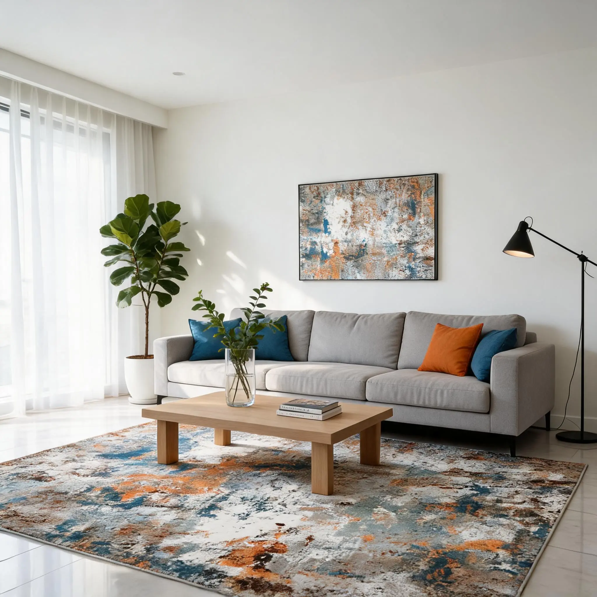 Washable Modern Abstract Living Room Rugs, Soft Non Slip Area Rug for Bedroom, Indoor Contemporary Floor Rugs Low Pile Large Throw Carpet for Dining Room Office Apartment