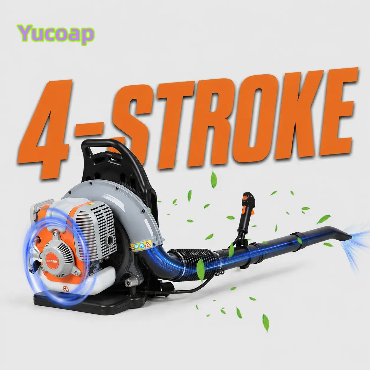 YUCOAP 76.5cc 4-Stroke Backpack Leaf Blower, Low Noise Easy Start High Velocity Blower, Multifunctional Yard Garden Leaf & Snow & Dust Removal Tool, Lawn Blower