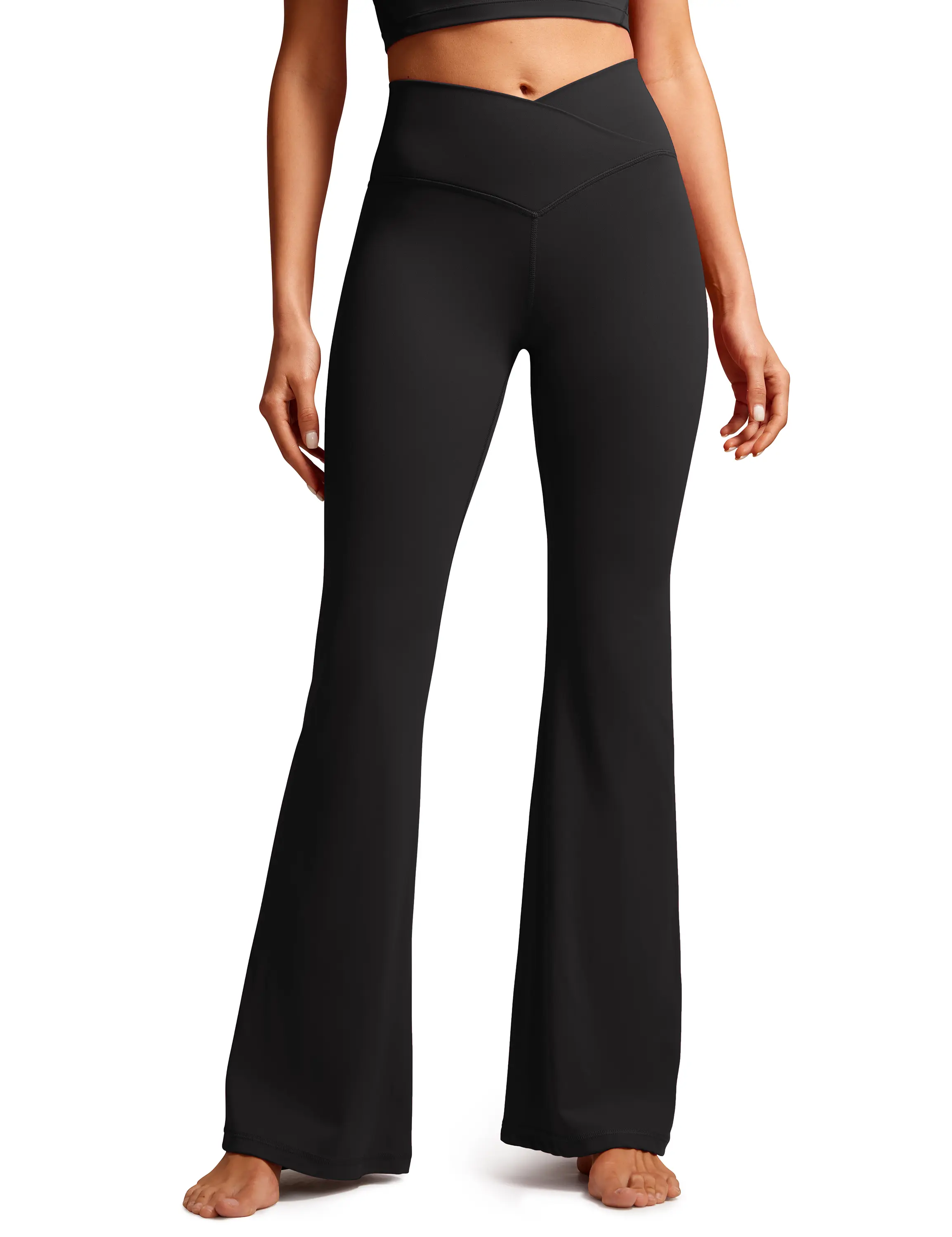 CRZ YOGA Butterluxe Crossover Flare Leggings for Women 31" - High Waist V Cross Bootcut Bell Bottoms Tummy Control Yoga Pants