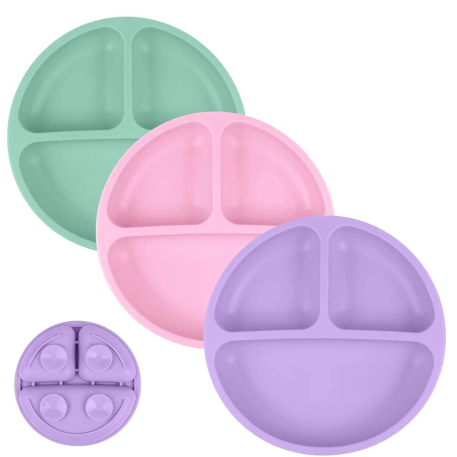 Suction Plates, 2 count   Plate,   Grade    Plates, Divided Plate Design,  Grip Dish Microwave & Dishwasher Safe