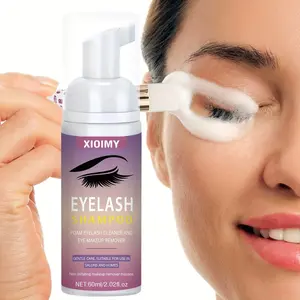 2.02 Fl. Oz Eyelash Cleansing Foam Cleanser, Daily Foaming Lash Makeup Remover Water, Eyelash Cleaning Aid Tool, Gentle, Hyaluronic, Soothing, Hydrating, Moisturizing, Suitable for All Lash Types