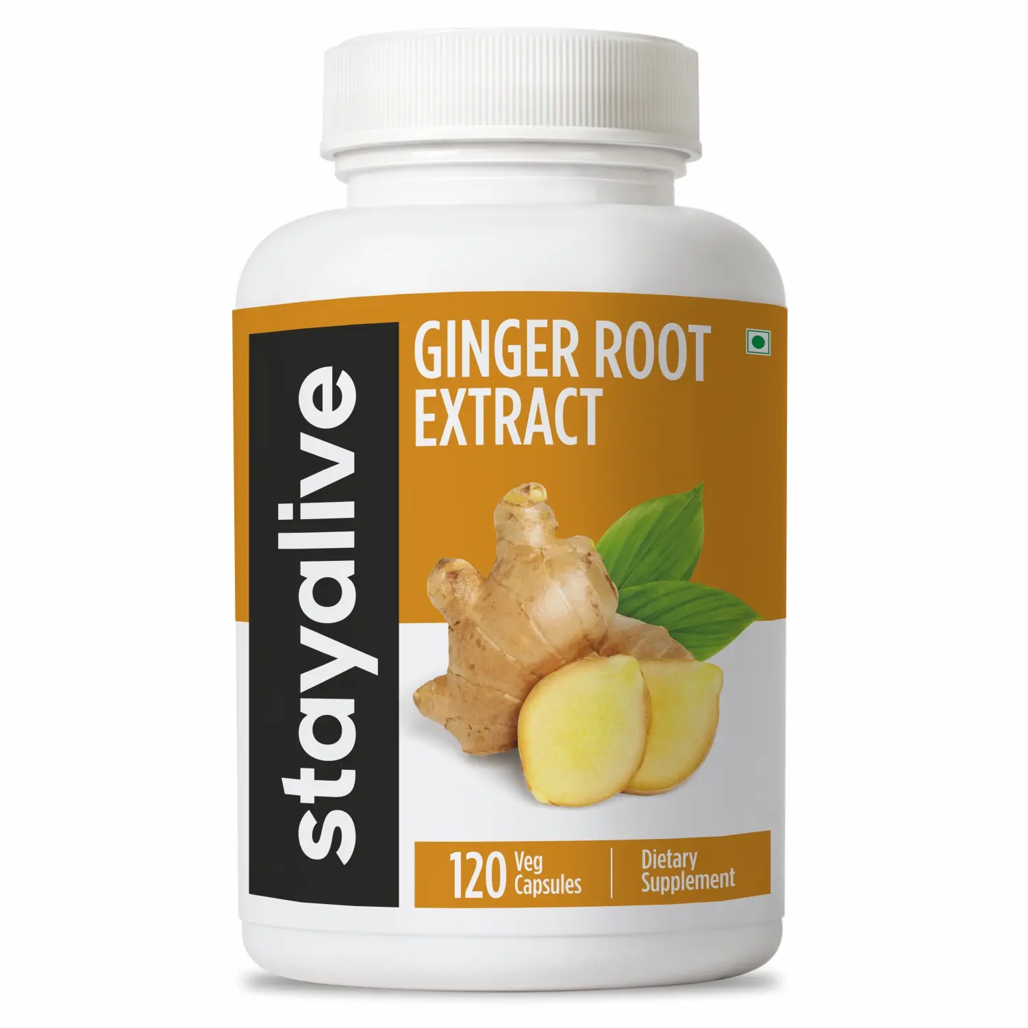 STAY ALIVE Pure Ginger Root Capsules 1000mg, 10:1 Extract Powder with 5% Gingerols, 120 Pills, Vegan, Non-GMO and Gluten-Free Ginger Supplement