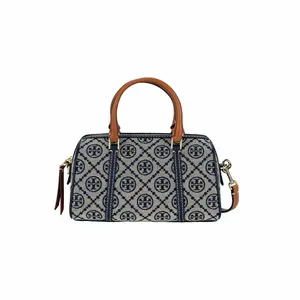 Tory Burch T Monogram Cotton Shoulder Crossbody Handbag in Navy Blue for Women