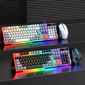 Gaming Keyboard and Mouse Combo, RGB 104 Keys LED Backlit USB Wired Keyboard with Mouse, Durable ABS Computer Gaming Keyboard & Mice for Laptop Windows Win XP/7/8/10 PC Gamer