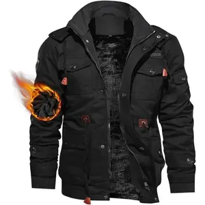 Men's Winter Jacket Cotton Military Jackets Fleece Lined Thick Work Coats Warm Cargo Jackets with HoodedGift1