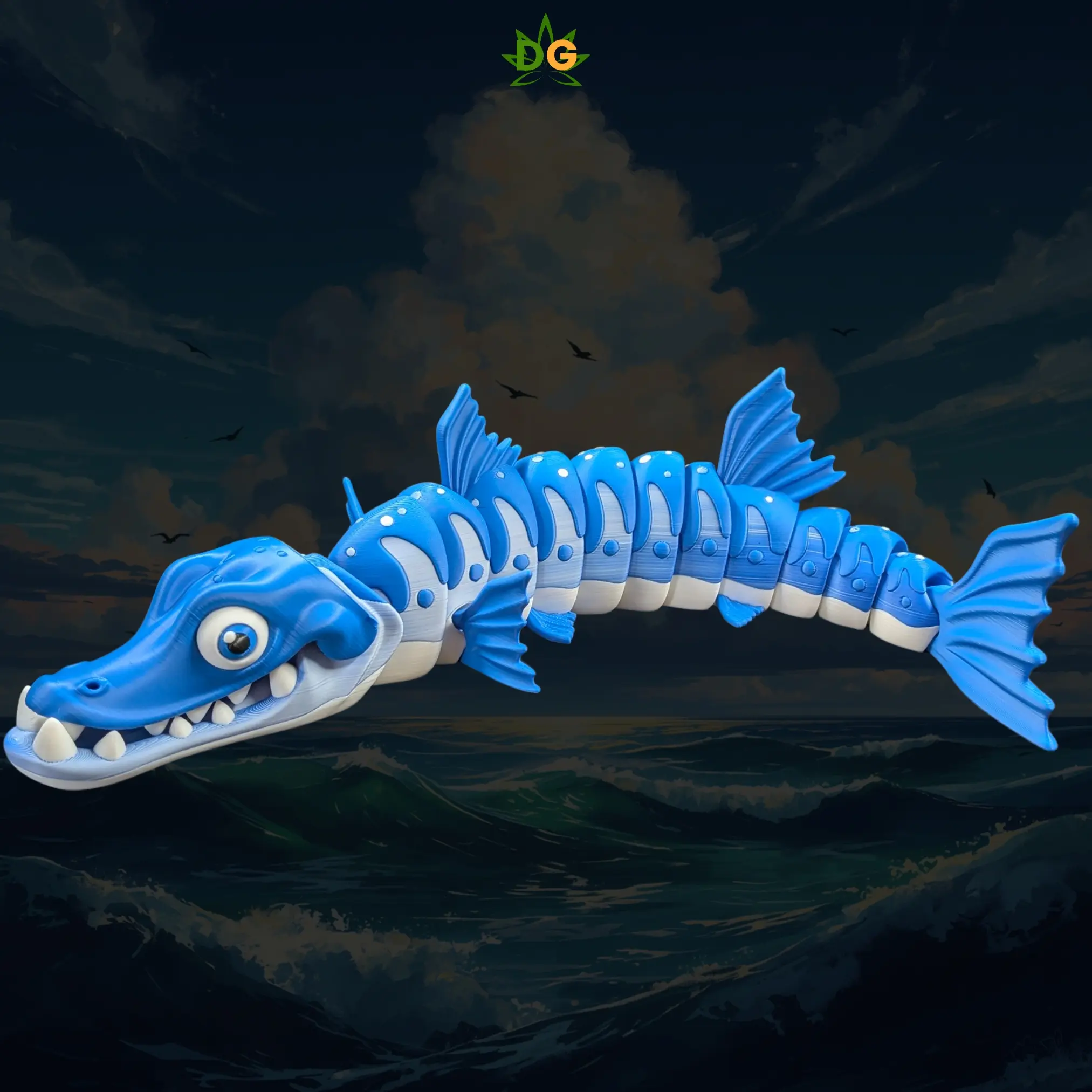 DG XL Articulated Flexible Barracuda - 3D Printed Ocean Predator Articulated Animal Figurine, Figurine Decor, Desk Home Statue, Mother's Day Gift for Home Supplies, Articulated Animal Figurines