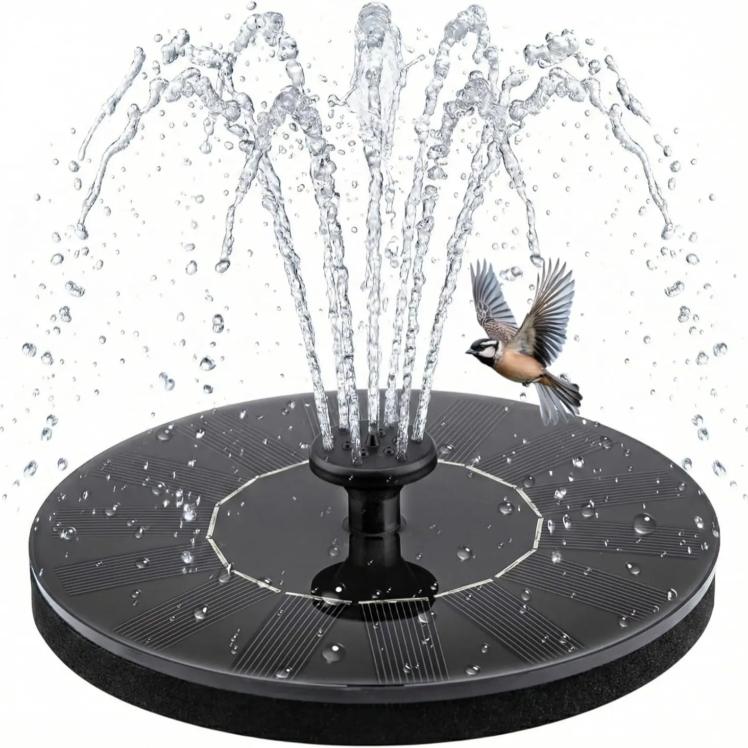 Solar Floating Fountain Pump - 3w-6.3in-rgb-1pcs Solar Power Water Fountain with 6 Spray Modes, RGB Lighting, Plastic Body & Warm Lights, Easy Setup Decorative Outdoor Water Feature for Garden, Patio, Outdoor Decor