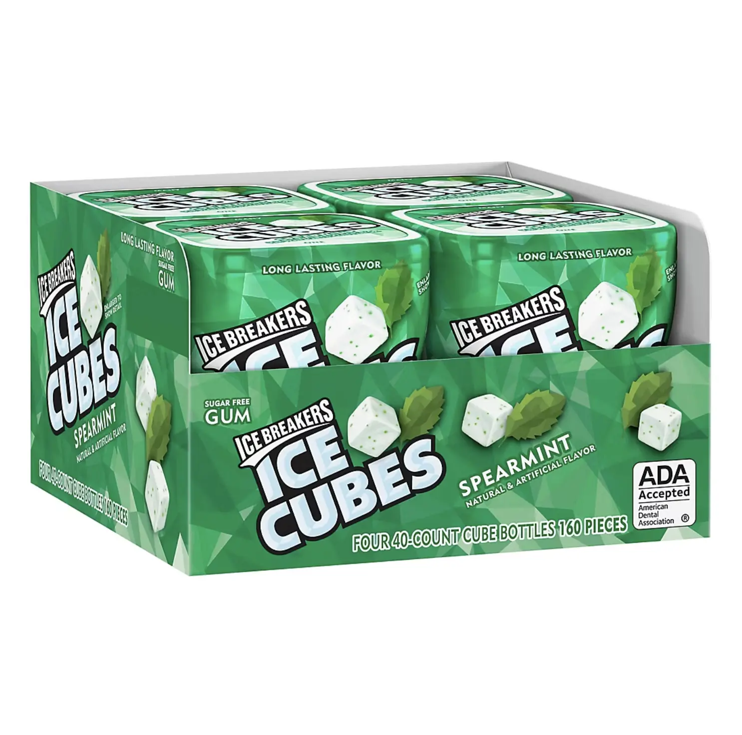 Ice Breakers Ice Cubes Spearmint Sugar-Free Gum, 40 count 4 pack