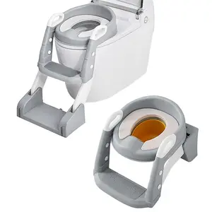 Potty Training Toilet Seat for Toddlers 2 in 1 Foldable Step Stool with Splash Guard & Ladder, Anti-Slip Pad, Kids Potty Seat for Boys & Girls, Baby Toilet Trainer, Toddler Potty Chair, Toilet Training Seat