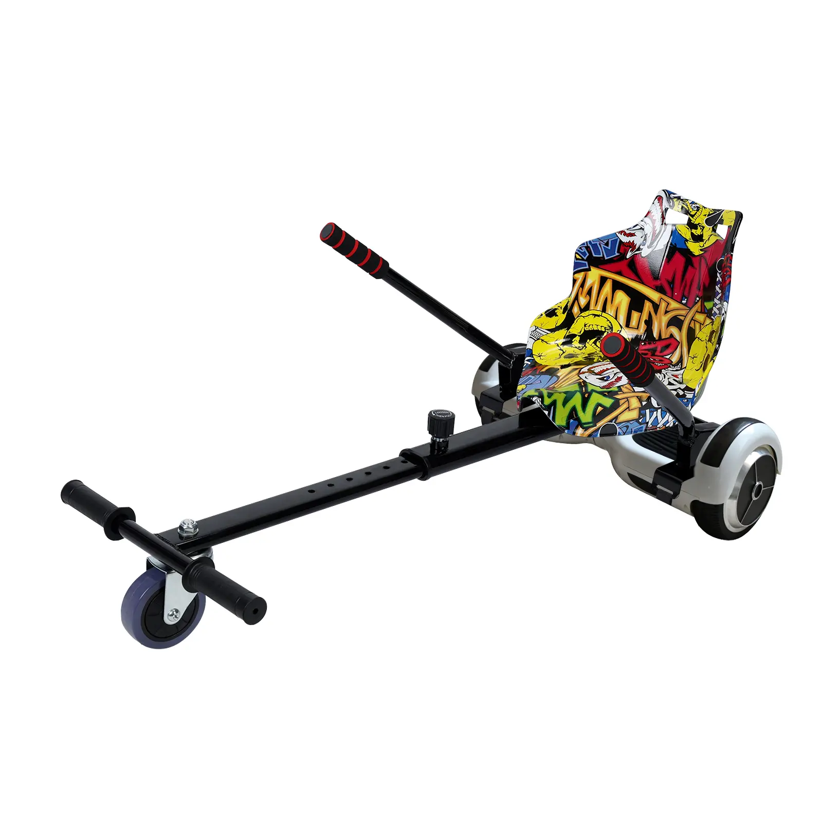 Hoverboard Go Kart Attachment - Sturdy Alloy Frame, Adjustable Seat, Adjustable Joystick, Anti-Slip Pedal, Steering System, Unisex Kids+Adults Safety Design, Compatible with 6.5"-10" Hoverboards for Outdoor Fun