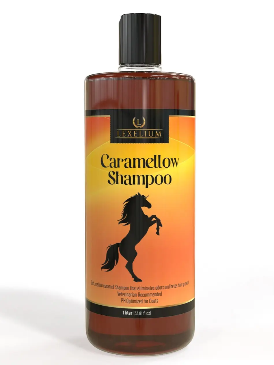 Lexelium Caramellow Shampoo for Equines & Livestock | Aloe Vera, Burdock & Licorice | 33.81 Oz