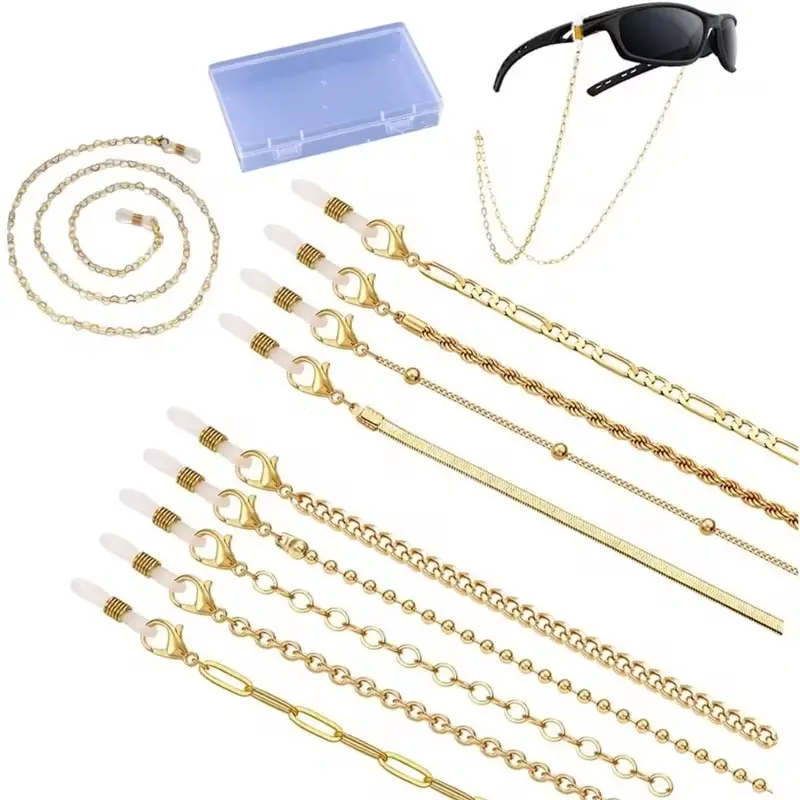 11 pcs Eyeglass Chains String Holders for Women Men Golden Link,Glasses Reading Lanyard Around Neck Cords Retainer Accessory Sufficient Quantity for Repeated Use, Suitable for Most Glasses ﻿ graduation gift sets room decorations