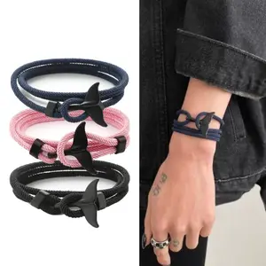 Men's Vintage Whale Design Fashionable Bracelet, Dajustable Braided Bracelet for Men, Fashion Jewelry Accessories for Party, Daily Clothing Decor, Trendy Exquisite Jewelry for Gift Couple Bracelet