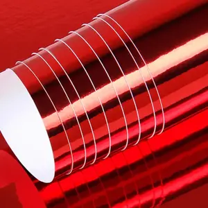 Premium Mirror Chrome Red Stretchable Flexible Vinyl Wrap Film With Air Release Self Adhesive DIY Car Motorcycle Sticker Car Truck Decal