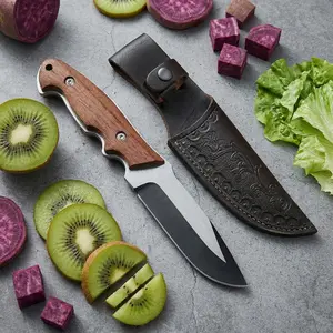 Outdoor Cutting Tool Stainless Steel Full Tang Design Wooden Handle with Protective Sheath for Camping Gear Durable Reliable Essential Gear