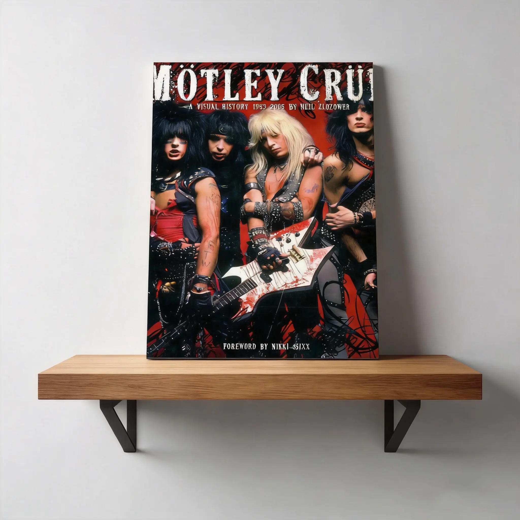 Motley Crue Artistic Pine Wood Framed Oil Painting Poster, Vibrant Illustrations, Modern Art Design Home Wall Decor for Living Room, Juneteenth-Canada Day Decor, Fast Delivery Home Supplies