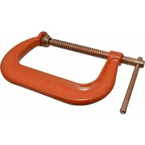 Gibraltar Products Forged Steel High-Capacity Regular-Duty C-Clamp, 6" Max Opening, 0" Min Opening, 3-1/4" Throat Depth, 6600 Lb Capacity, Copper-Plated Screw, CCM00397-2-ORN