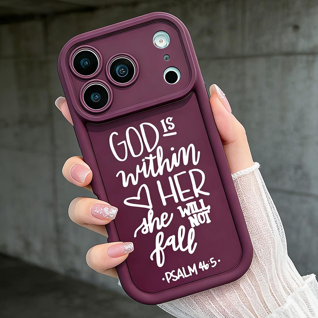 Psalm 46:5 God Is Within Her She Will Not Fall Phone Case for iPhone 11/12/13/14/15/16/17 Pro Max Plus & 17 Air, Christian Religious Shockproof Case TYJT260409020