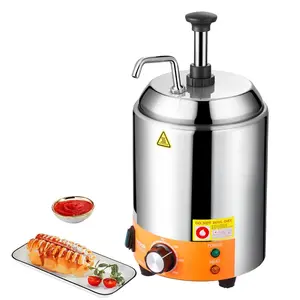 VEVOR Electric Cheese Dispenser with Pump, 2.4L Commercial Hot Fudge Warmer, Stainless Steel Pump Dispenser, 86-230 Temp Adjustable Nacho Cheese Sauce Warmer, for Hot Fudge Cheese Caramel