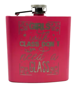 Pink Laser Engraved Flask