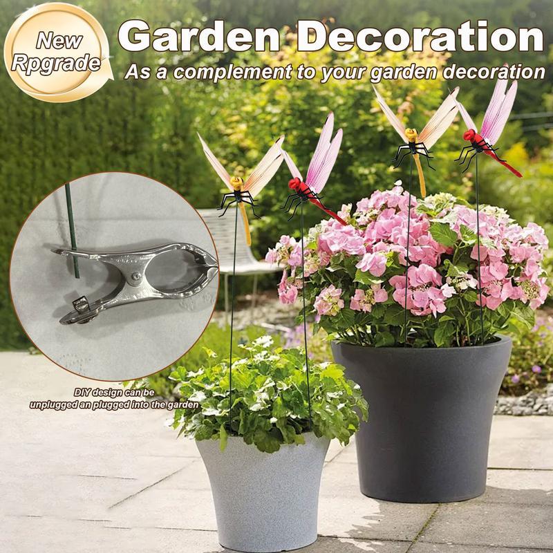 12 Counts Outdoor Fake Dragonfly Rod Clip, Garden MetalDragonfly Clip.Natural Organic Concept, 3D Dragonfly GardenDecoration, Garden Bird and Fly Interfere Devices for Indoorand Outdoor Garden,Creative Home Accessories DecorativeDesign