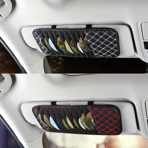 1pc Car Sun Visor CD Storage Bag PU Leather DVD Disc Holder With 10-CDs Card Pockets Organizer Auto Interior Accessories