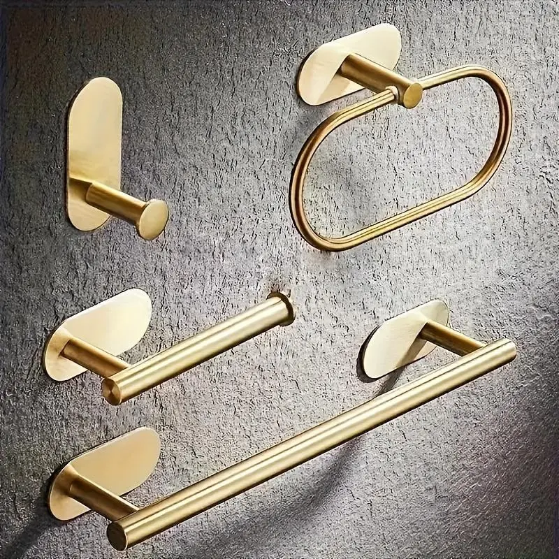 4-piece modern Home bathroom stainless steel towel ring set, towel rack, bathroom towel bar, bathroom hook set, bathroom shelf, toilet paper holder, storage hook, towel rack