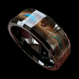 Men’s Titanium Steel Ring – Hip-Hop Style, Colorful Liquid Sand Design, Durable & Fade-Resistant, Black Sand Jewelry, Summervibes
