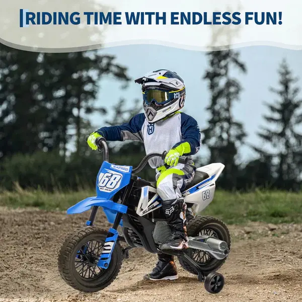 【DealsForYouDays】GARVEE 12V Electric Dirt Bike for Kids Ages 8-14 – Training Wheels, Bluetooth Music, Twist Grip Throttle, Max Speed 3 MPH, Spring Suspension, Safe Off-Road Ride – Great Gift for Boys & Girls