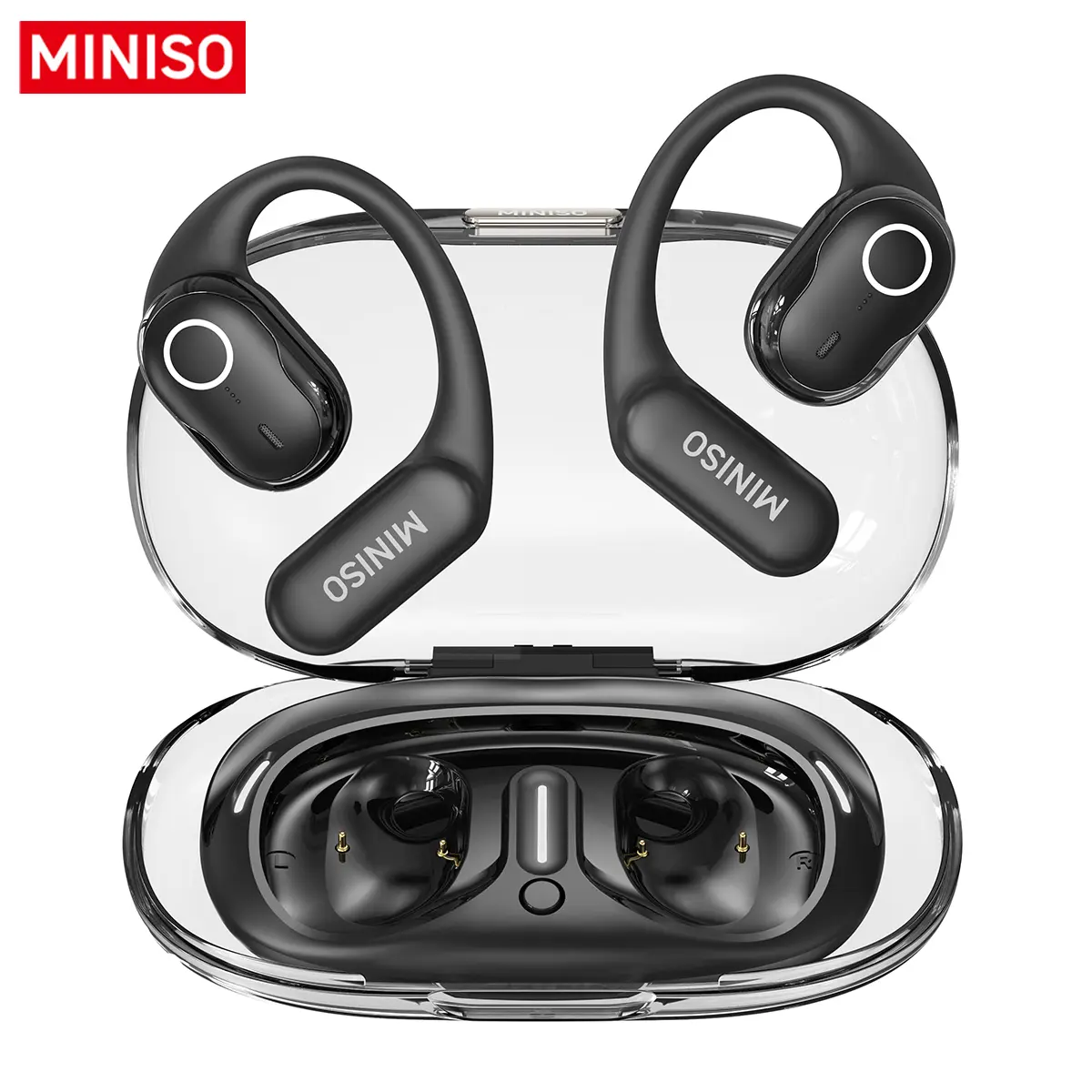 MINISO M63 OWS Open Ear Bluetooth Earbuds HIFI Sound Quality Music Wireless Earbuds Gaming with Low Latency Wireless Headphones IPX5 Waterprooof OWS Earphones Comfortable Wearing Earbuds Touch Control Built-in Mic Hearphones Compatible With All Phones