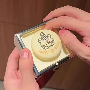 Bear Flip Rotating Ring Box Surprise Little Bear Cake Style Jewelry Box with "I LOVE YOU" Engraving, Romantic Gift Packaging for Birthday Valentine's Day Proposal Engagement, Candles Not Included