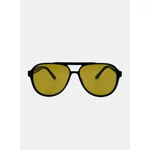 OTRA Stevie Aviator Black Sunglasses - Olive Green Tinted Lenses Oversized Frame - 100% UV Protection