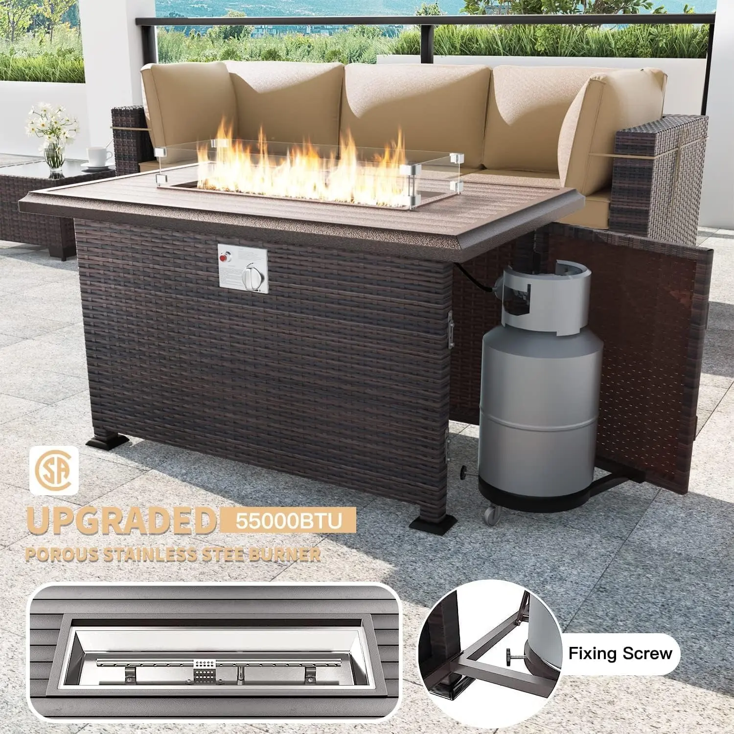 13-Piece Outdoor Patio Furniture Set with Fire Pit, Durable Garden Seating, Ideal for Casual Gatherings, Assembly Required