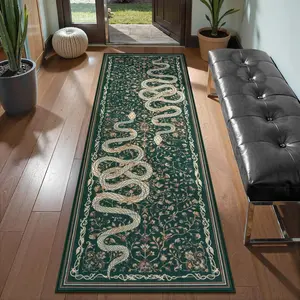 Snake pattern rug, Animal printed rug, Machine washable rug, soft and washable design, 1PC bedroom decorative mat, comfortable area rug, home décoration, suitable for hallways, living rooms, bedrooms, enhancing safety and comfort