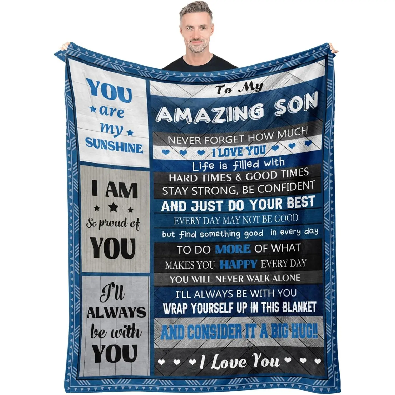 Gifts for Son Blanket, Son Gifts from Mom Dad, Valentines Day/Christmas/Baptism/Father's Day/Graduation Birthday Gift for Grown Sons Teen Boys, to My Adult Son Gift Ideas Blanket 60"X 50"