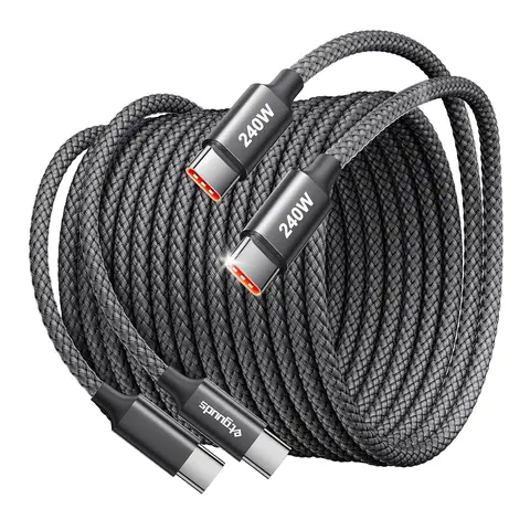 240W USB C to USB C , [10ft, 2-Pack] Type C Charger Cord Super Fast  USBC Charger  for  16 15 Pro Max  S25 S24 S23, for MacBook iPad Steam Deck