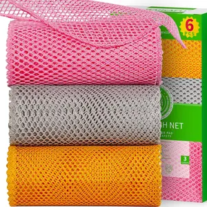 6Pcs Dish Wash Net,Innovative Mesh Cloth,Ultra Non-Scratch Dish Rags for Washing Dishes,100% No Odor/Quick Dry,Perfect Scrubber,Dish Sponges for Washing Dishes Yellow/Pink/Gray Cleaning