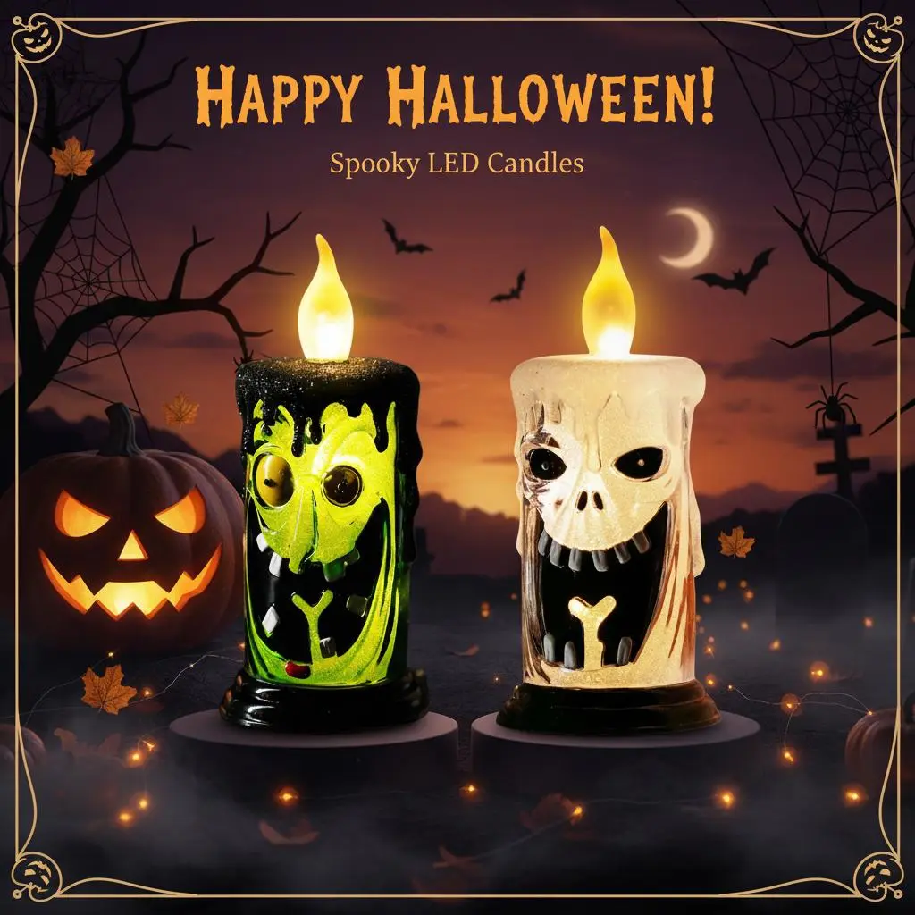 【Limited Time Flash Sale】2026 New LED Candle Lamp, Flameless Flickering Candle Light, Halloween Atmosphere Light, Home Indoor Decoration, Festival & Birthday Gift, Horror Theme Decor