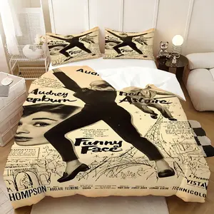 3Pcs,Audrey Hepburn  three-piece bedding set, soft, comfortable and skin-friendly, universal in all seasons, bedding set, no pillow core, no quilt core, suitable for bedrooms, guest rooms - (1 quilt cover + 2 pillowcases)