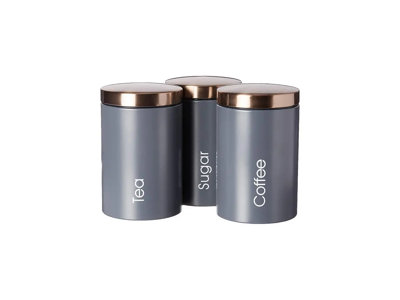 MegaChef Essential Kitchen Storage 3 Piece Labeled Canister Set in Matte Gray
