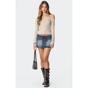 Edikted Women's Tania Lace Up Denim Mini Skirt - Multicolor