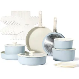 CAROTE Pots and Pans Set, Nonstick Cookware Set Detachable Handle, 11Pcs Induction Kitchen Cookware Sets Non Stick with Removable Handle, RV Cookware Set, Oven Safe, Green Does not apply