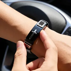 Minimalist Stainless Steel Cross Bracelet with Adjustable Mesh Band Trendy Faith Jewelry for Effortless Daily Style Lightweight & Durable