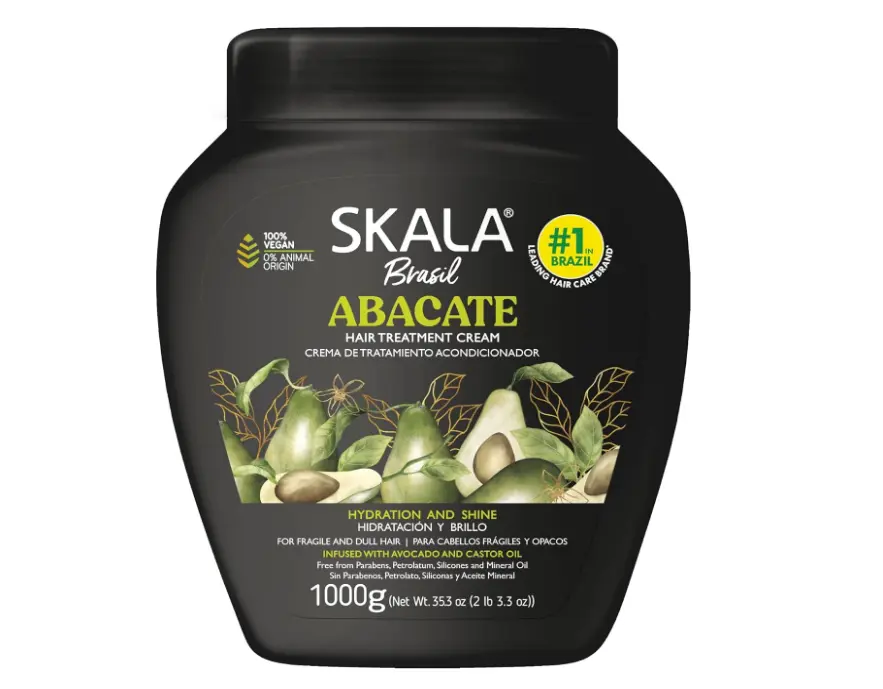 Skala Brasil Avocado Oil 2-in-1 Treatment Cream & Leave-In Conditioner, Hydrating Haircare Moisturizer for Frizz Control, Dry Dull Hair, 35.2 oz, Any Hair Type Support