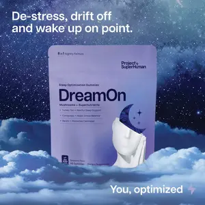 Project SuperHuman DreamOn Sleep Optimization Gummies 8-in-1 Formula for Restorative Sleep & Stress Relief Natural Mushroom Wellness Gummies Raspberry Flavor 60 Gummies
