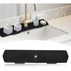 30 Inch Black Silicone Sink Splash Guard Longer Sink Mat Drip Protector for Kitchen Bathroom Faucet Countertop