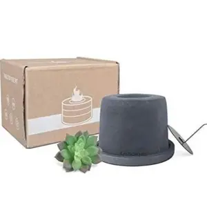 Kante Concrete Tabletop Fire Pit with 6" Dark Gray Base, Ethanol Fire Pit for Indoor&Outdoor, Portable